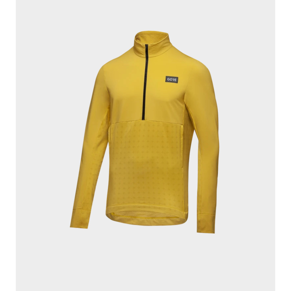 Gore Wear Mens TRAILKPR‎ HYBRID 1/2-ZIP Cycling Mid Layer- Yellow - Large
